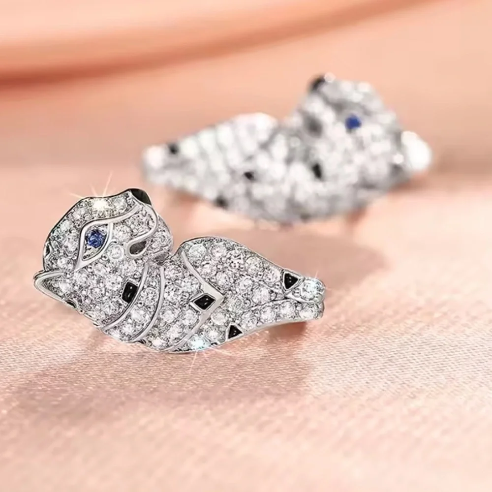 Panthere Luxury Crystal Silver Earrings - Picture 5 of 5